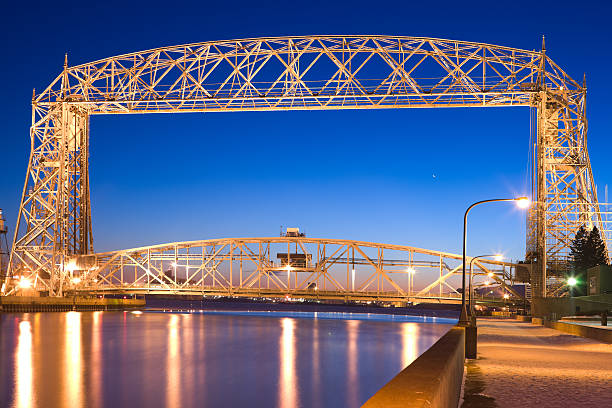 Duluth lift bridge in Minnesota on Lake Superior. stock photo