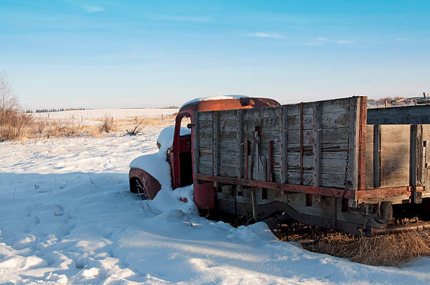 istock 40's Grain Truck in snow 157564492