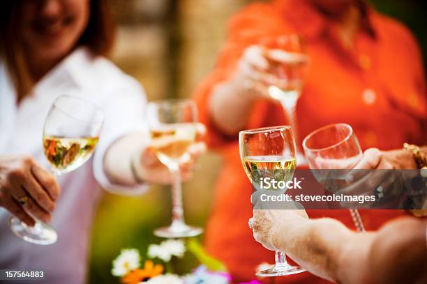 Brindis Con Copas De Vino Foto de stock y más banco de imágenes de 40-49 años - 40-49 años, Adulto, Adulto maduro