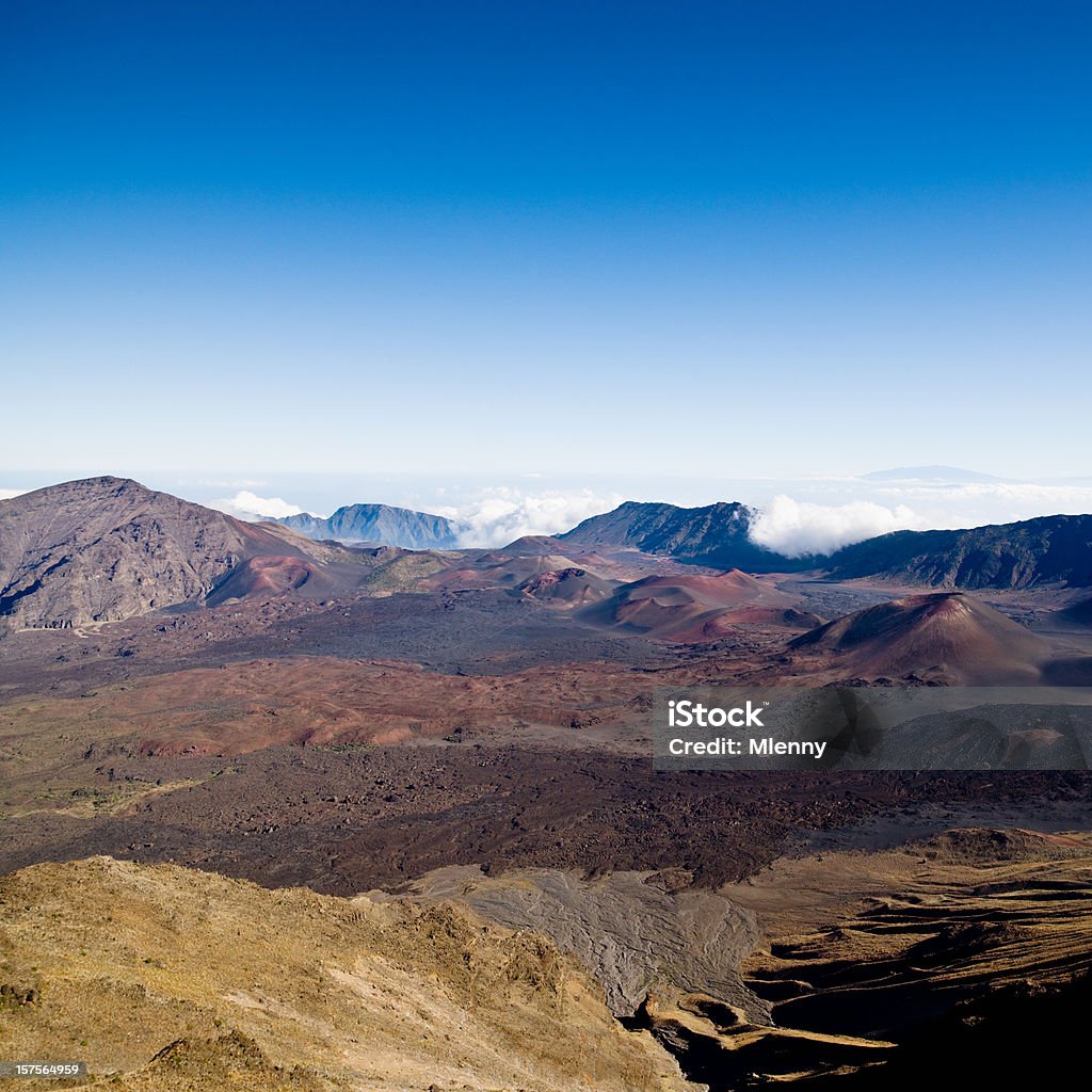 Crater Volcanic Lava Field Haleakala Maui Hawaii  Aerial View Stock Photo