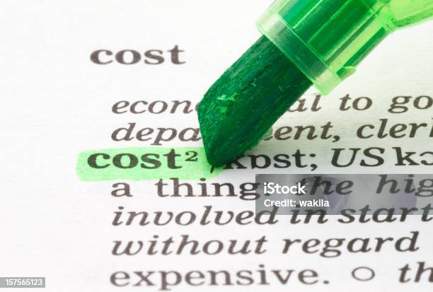 Cost Definition Highlighted In Dictionary Stock Photo - Download Image Now - Education, Library, Poverty