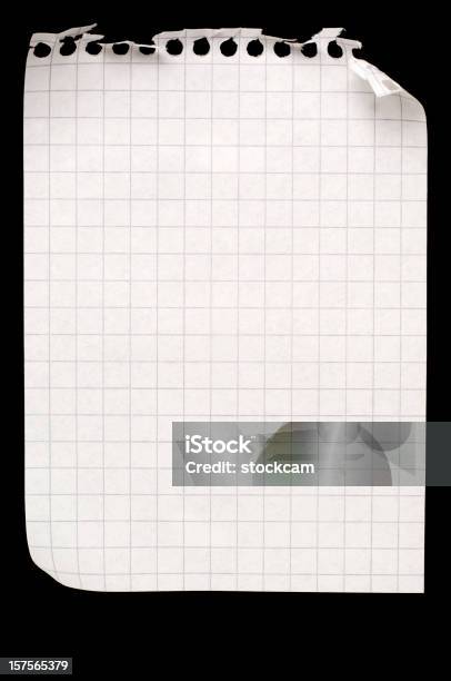 Blank Sheet Of Maths Paper On Black Stock Photo - Download Image Now - Cut Or Torn Paper, Graph Paper, Note Pad