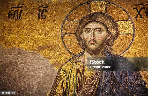 Mosaic Of Jesus Christ Istanbul Stock Photo - Download Image Now - Art, Medieval, Painted Image