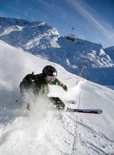 narciarzy - telemark skiing zdjęcia i obrazy z banku zdjęć