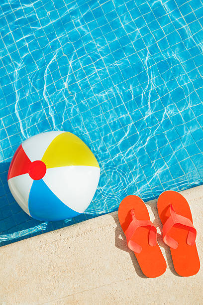 Swimming Pool Summer Fun with Floating Beach Ball, Flip Flops