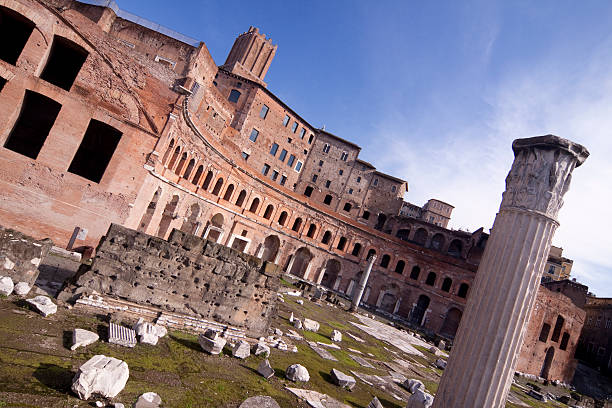 Naples, Italy. Ancient Roman city Pompeii architecture, column ruins.