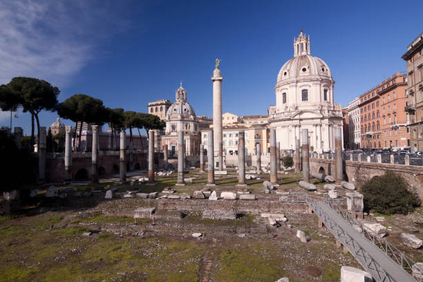 Rome, Italy - September 27, 2010: Tourists visit Roman Forum ancient ruins