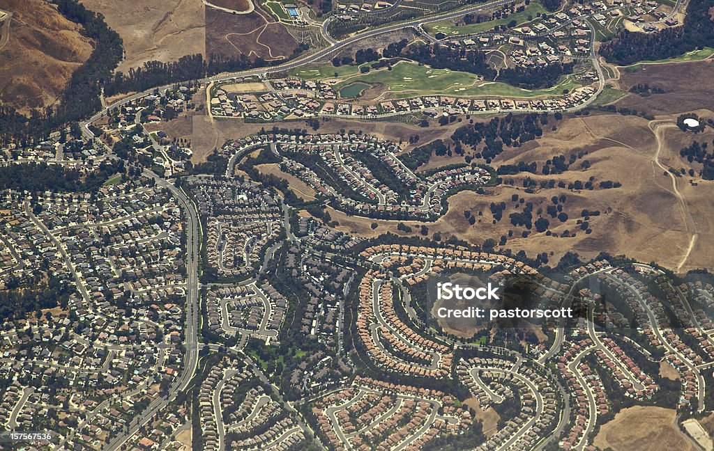 Anheim Hills Subdivision Luxury subdivision of Los Angeles Anaheim Hills along the 91 corridor near Corona Satellite View Stock Photo