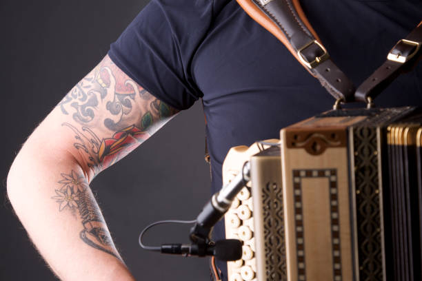 istock Studio shot of an accordion player 157567848