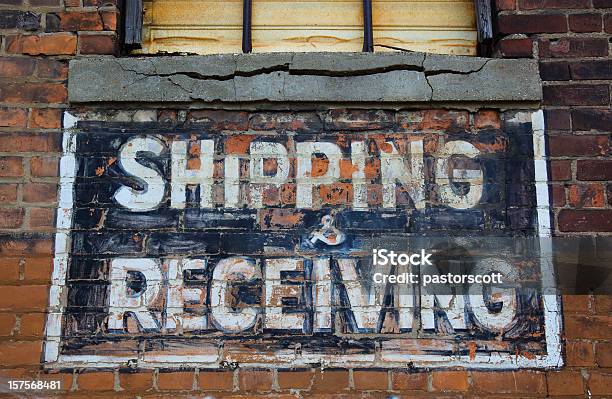 Shipping And Receving Sign Stock Photo - Download Image Now - Detroit - Michigan, Brick, Freight Transportation