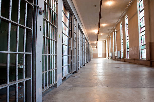 Prison Cells Inside The Old Idaho State Penitentiary jail stock pictures, royalty-free photos & images
