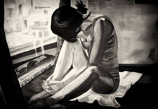 painting  black and white woman stock illustrations