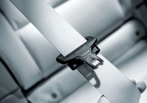 Seat belt Interior of modern car close up