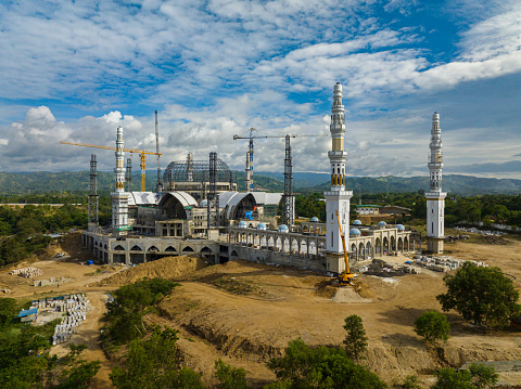 Panorama view of underway Sadik Grand Mosque in Zamboanga City. Mindanao, Philippines.