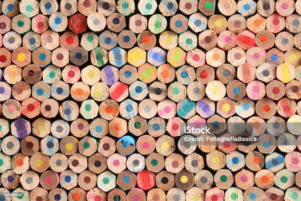 Multicolored pencils Top view of lots of multicolored pencils Education Stock Photo
