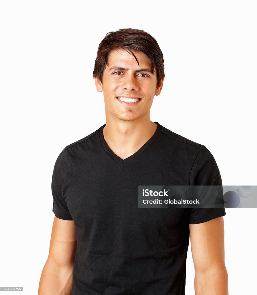 Feliz homem bonito em preto isolado a branco - Royalty-free 20-24 Anos Foto de stock