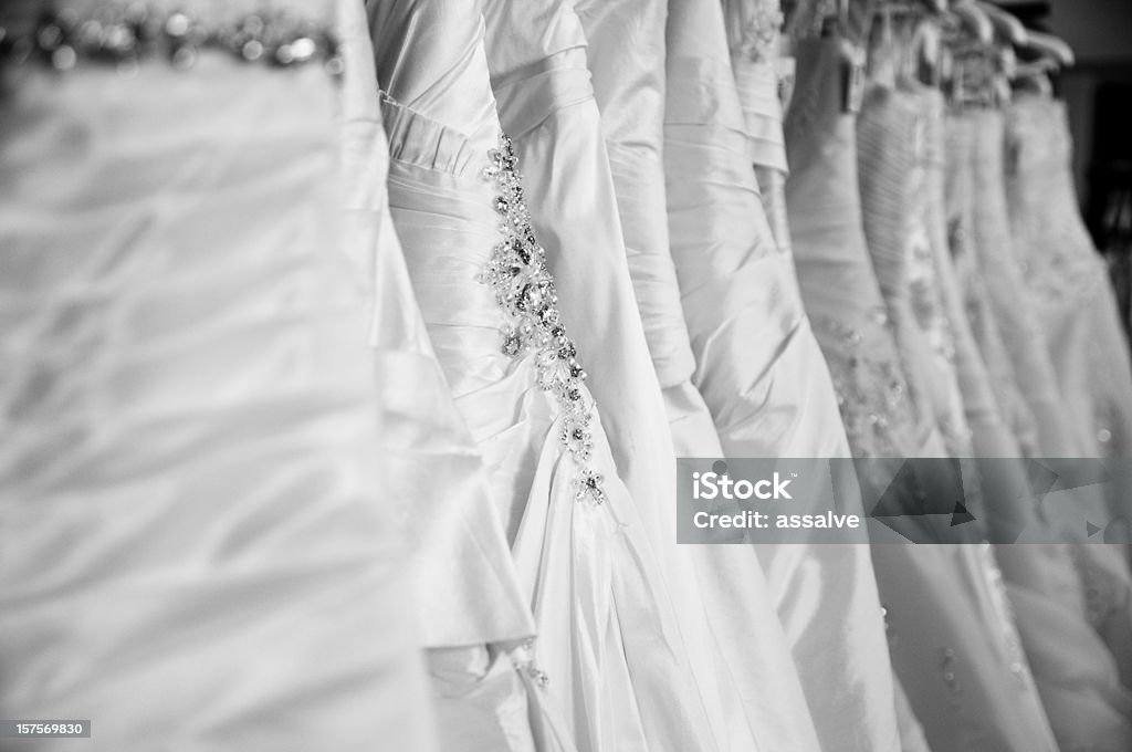 wedding dresses in a shop  Wedding Dress Stock Photo