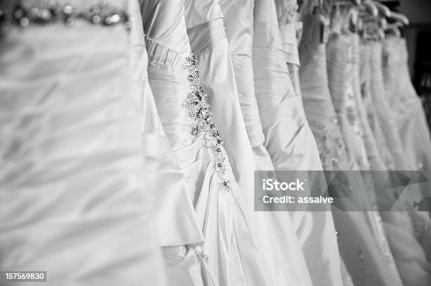 Wedding Dresses In A Shop Stock Photo - Download Image Now - Wedding Dress, Wedding, Boutique