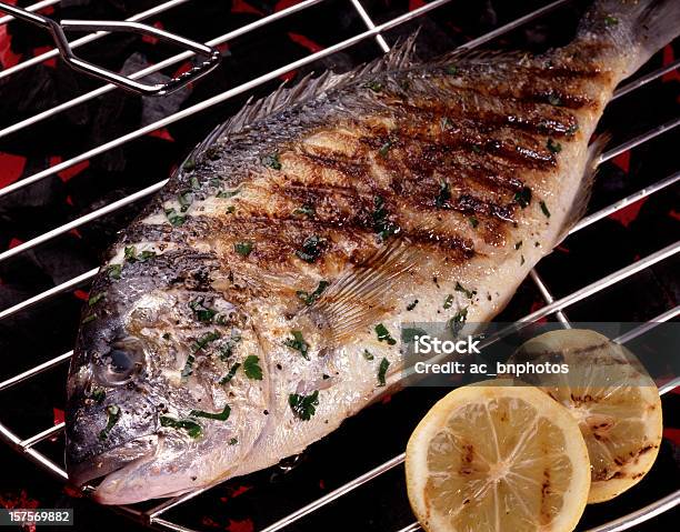 Peixe Grelhado - Fotografias de stock e mais imagens de Cozinhar - Cozinhar, Dourada, Fotografia - Imagem
