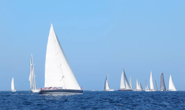 istock Yacht racing at sea 157569909