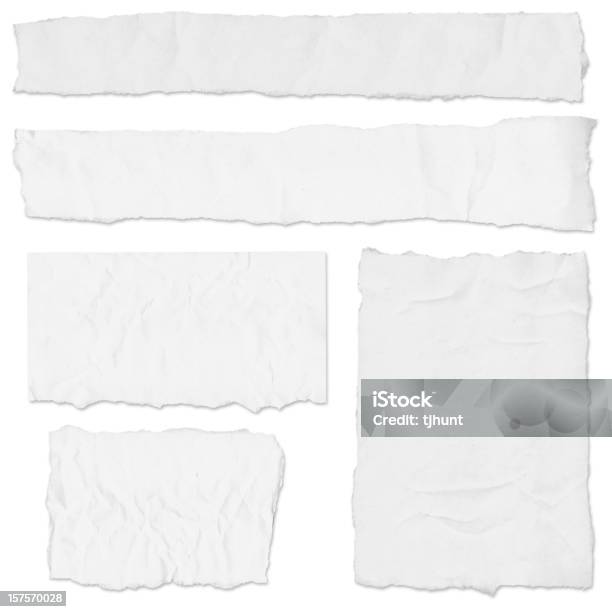 Foto de Vários Jornais Lágrimas Em Branco Sobre Branco e mais fotos de stock de Papel - Papel, Rasgado, Parte de