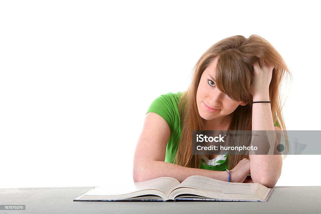 frustrated teen student  Table Stock Photo