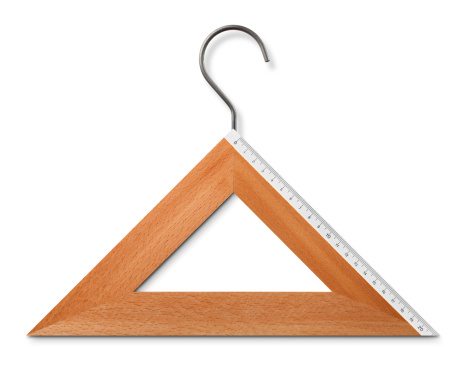 Coat hanger made with a triangular wooden ruler. 