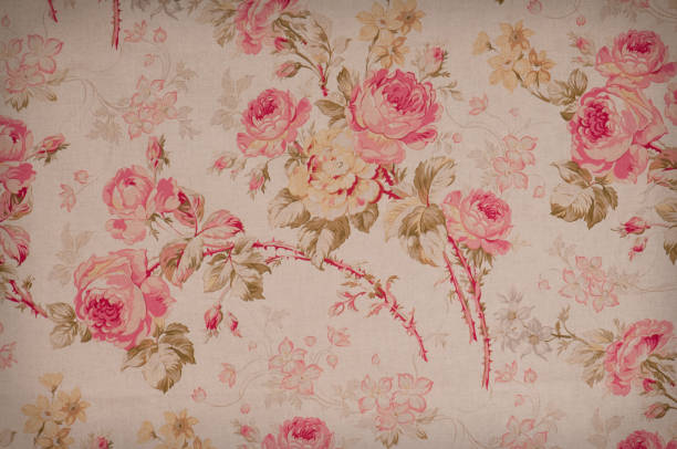 istock Summer Rose Close Up Antique Floral Fabric 157570488