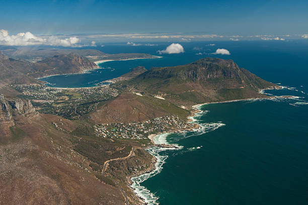 Cape Peninsula towards Hout Bay Aerial view of the surroundings of Cape Town chapmans peak drive stock pictures, royalty-free photos & images