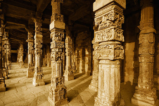 Colonnade in Quitab Minar Temple  persian empire stock pictures, royalty-free photos & images