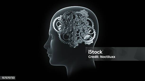 Head With Gears And Cogs Stock Photo - Download Image Now - Gear - Mechanism, Intelligence, Equipment