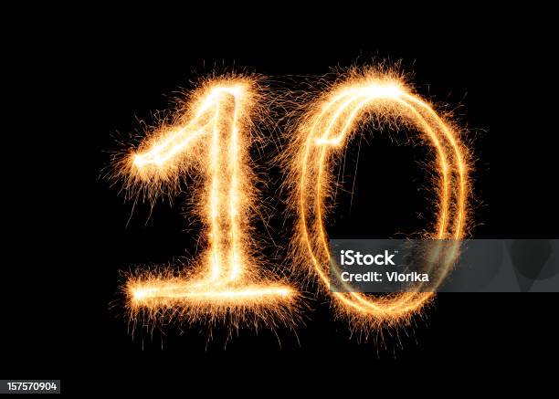 Resplandeciente Número 10 Foto de stock y más banco de imágenes de Número 10 - Número 10, Número, Fuegos artificiales