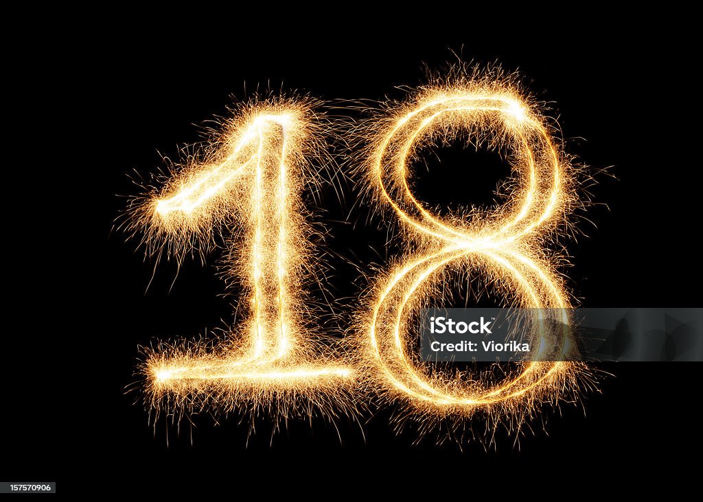 Sparkling Number 18 (XXL)  Number 18 Stock Photo