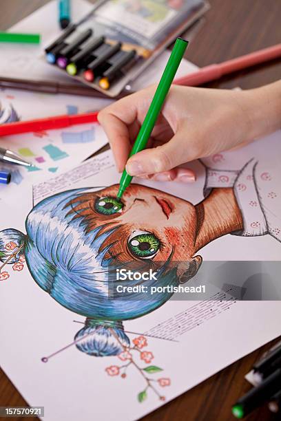 Manga Painter Stock Photo - Download Image Now - Manga Style, Drawing - Activity, Japanese Culture