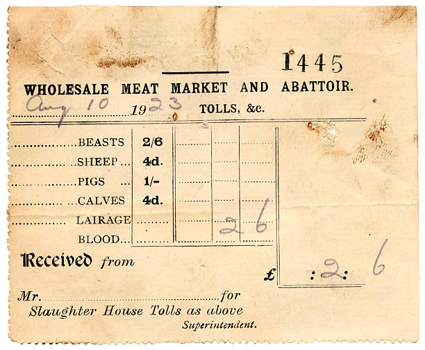 carne mercado e os matadouros britânicos recepção de 1923 - obsolete old fashioned retro revival 20th century style imagens e fotografias de stock