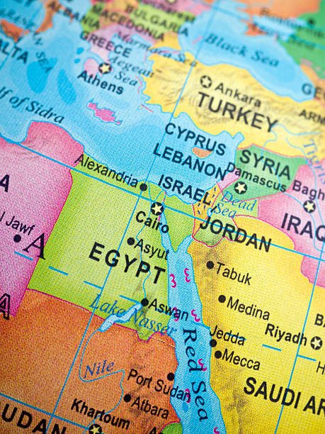 Egypt and vicinities small desktop world globe showing Egypt and vicinities (this picture has been shot with a High Definition Hasselblad H3D II 31 megapixels camera and 120 mm f4H Hasselblad macro lens) al madinah stock pictures, royalty-free photos & images