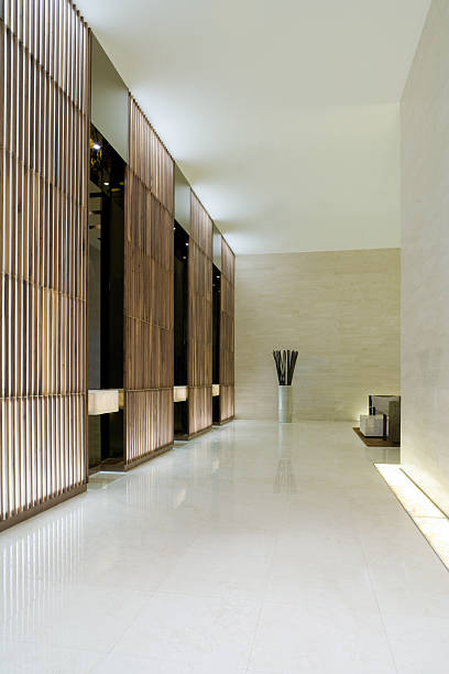 ascenseur moderne du hall - hotel corridor entrance hall entrance photos et images de collection