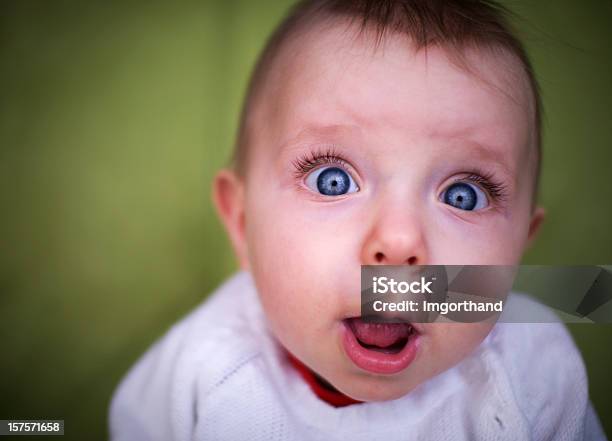 Funny Baby On Green Stock Photo - Download Image Now - Baby - Human Age, Surprise, Close-up