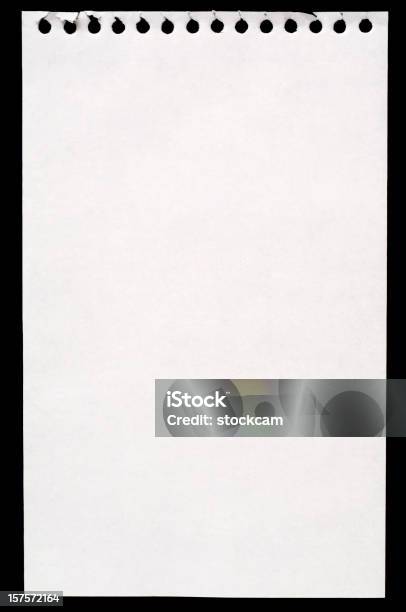 Foto de Nota De Papel Branco Isolado No Preto e mais fotos de stock de Branco - Branco, Caderno de Anotação, Comunicação