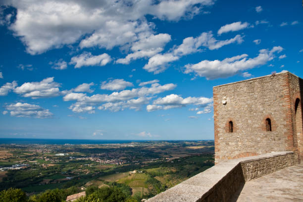 View from a medieval castle towards the Mediterranean coast
