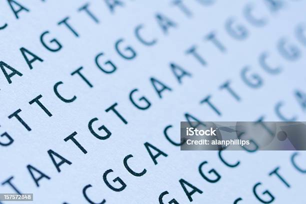 Macro De Secuencias De Nucleótidos Del Adn Copia En Papel Foto de stock y más banco de imágenes de ADN