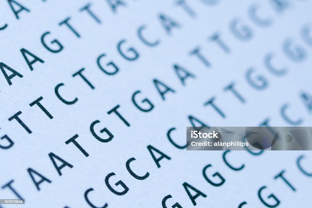 Macro de ADN sequência nucleotídica impressão em papel - Royalty-free ADN Foto de stock