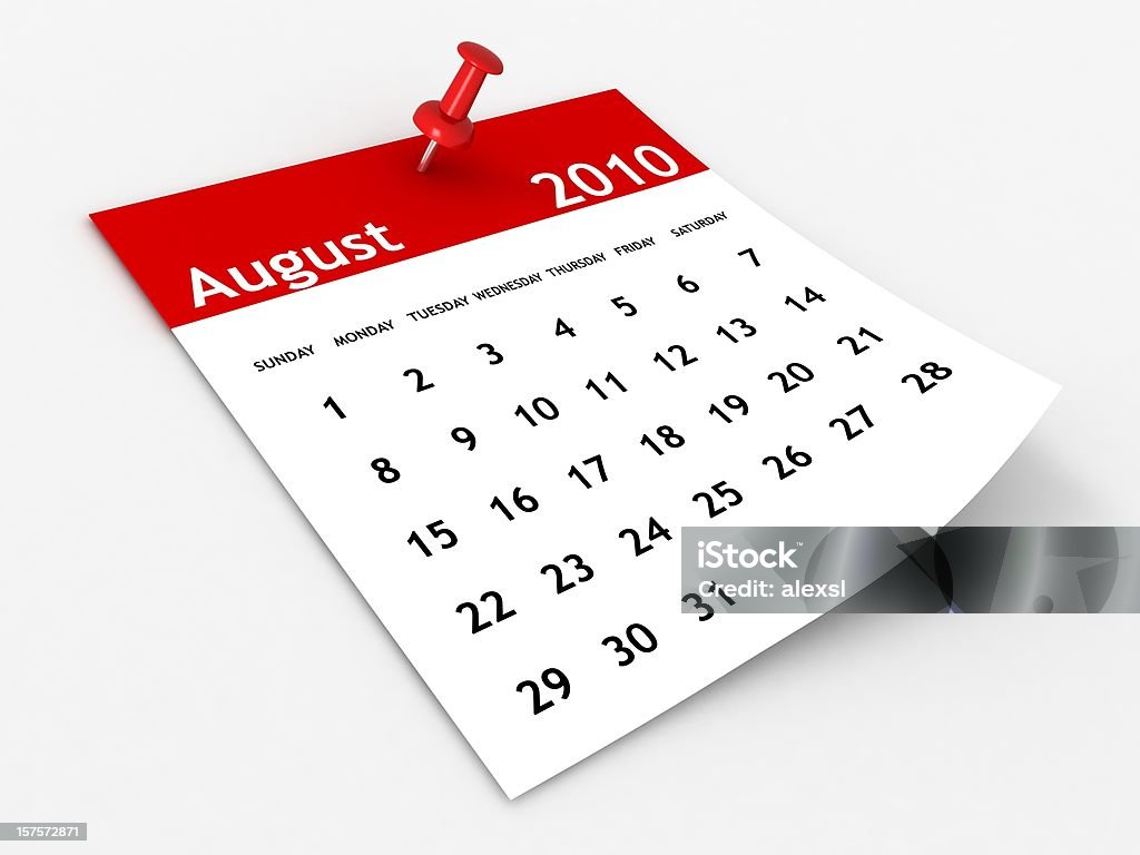 De Agosto de 2010-calendário série - Royalty-free Calendário Foto de stock