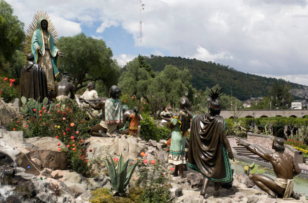 Statue of dancing indian in the colonial city of Queretaro, Mexico.