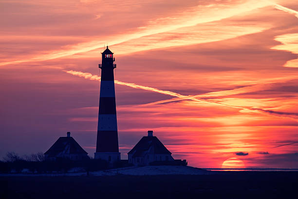 Faro di freddo giorno d'inverno - foto stock