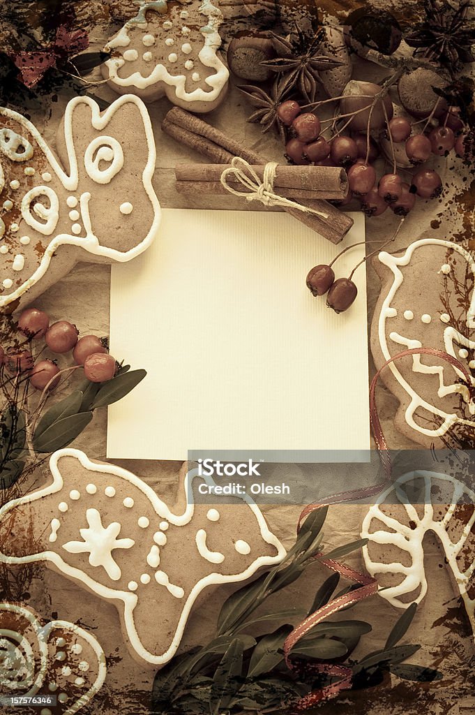 Christmas decoration with cookie Christmas decoration in the grunge style. Christmas cookie and paper Anise Stock Photo