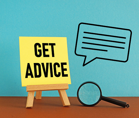Get advice is shown using a text