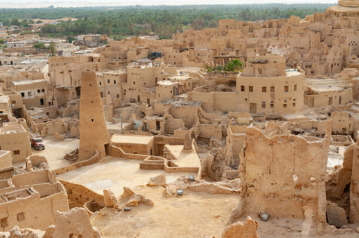Siwa Oasis, Egypt. March 12th 2018 
View of the mud brick houses inside the ancient fortress of Shali in Siwa Oasis, the Great Sand Sea of Egypt.