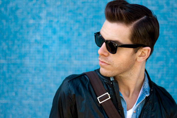 Cool Blue Guy  rockabilly hair men stock pictures, royalty-free photos & images