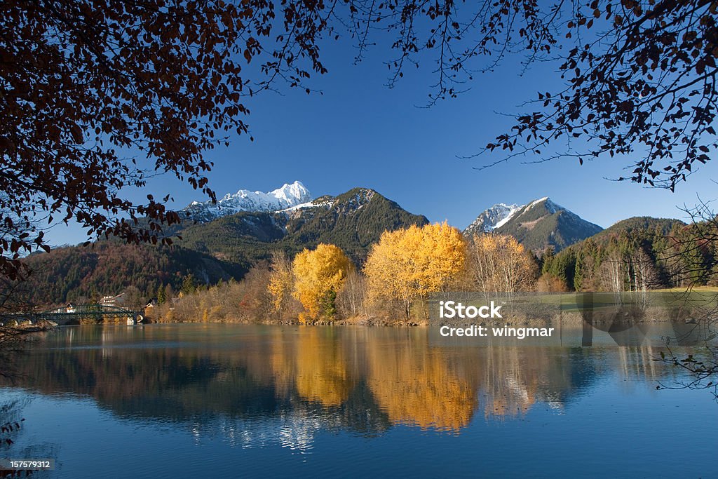 Autunno al Fiume lech -austria in tirol - Foto stock royalty-free di Acqua